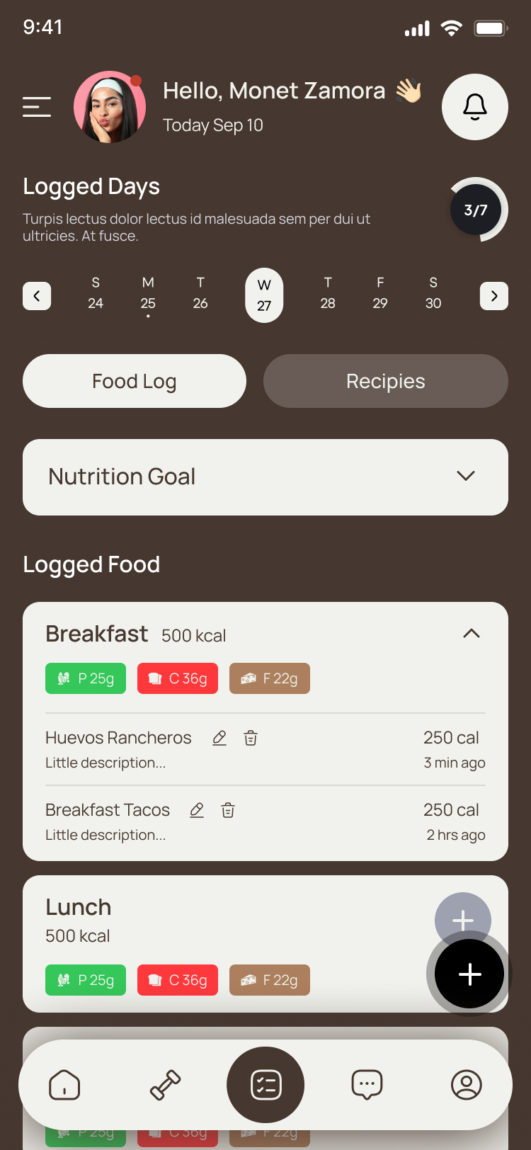 MOVA App — Nutrition Tracking